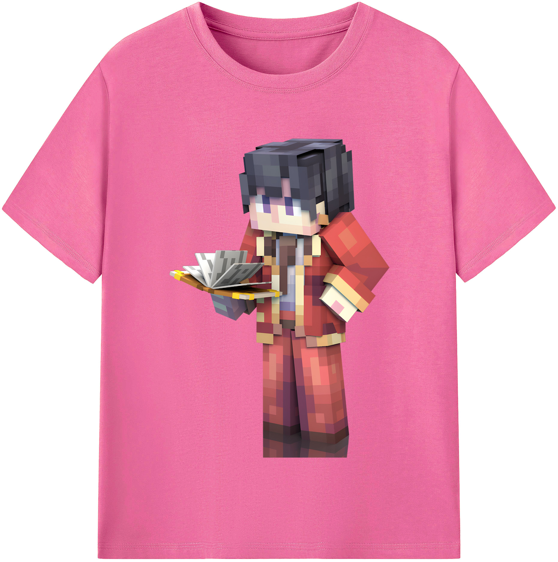 （画像用） マインクラフト ブロックの世界 Minecraft MC Block world レディースカジュアルプリントTシャツ（綿100％）
